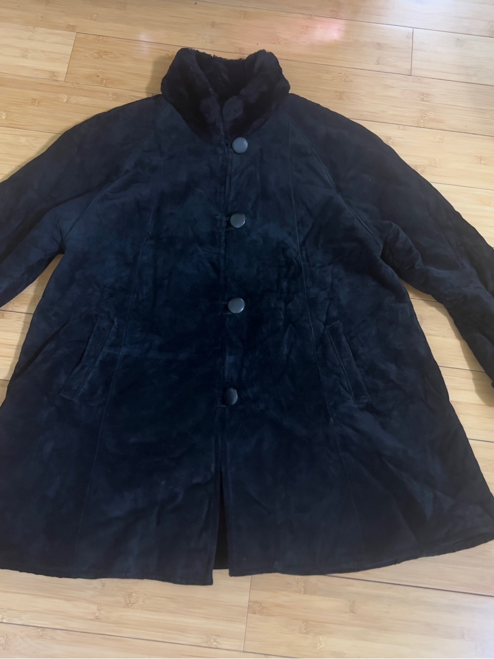 Vtg Urban Leather NYC Shearling Coat Jacket Black Suede Fur Size XXL 2XL  Woman